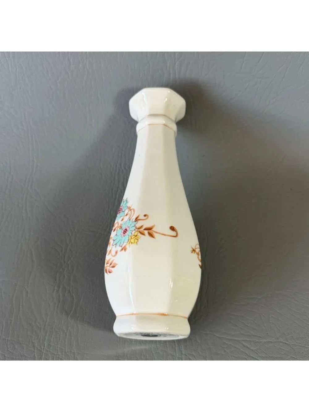 Vintage 1983 FTD Portugal Porcelain Bud Vase Octagonal Floral Ceramic 7.5